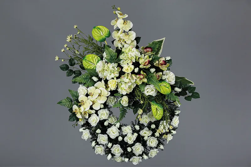 [92208] Composition lumineuse fleurs blanches et jaunes