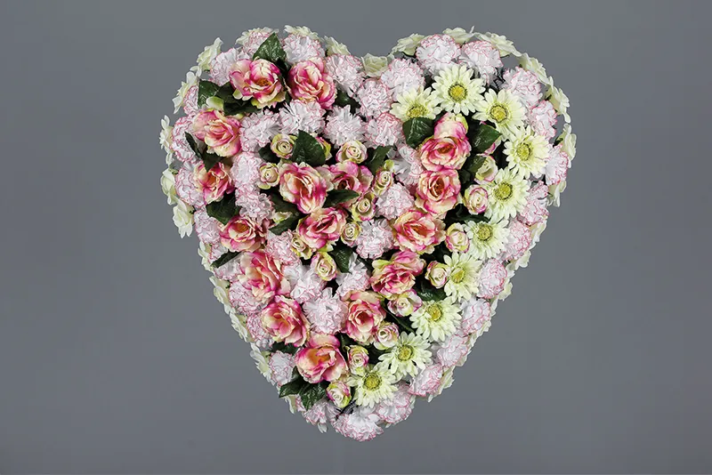 [92101] Coussin cœur rose et blanc
