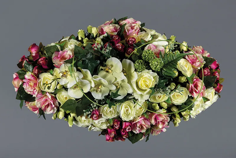 [92430] Composition blanche, rose et vert