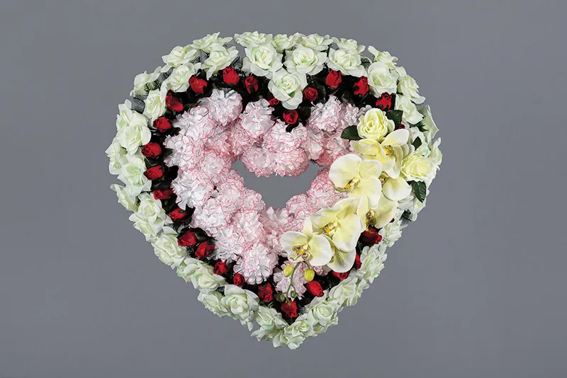 [92108] Composition coeur rose, blanche et rouge