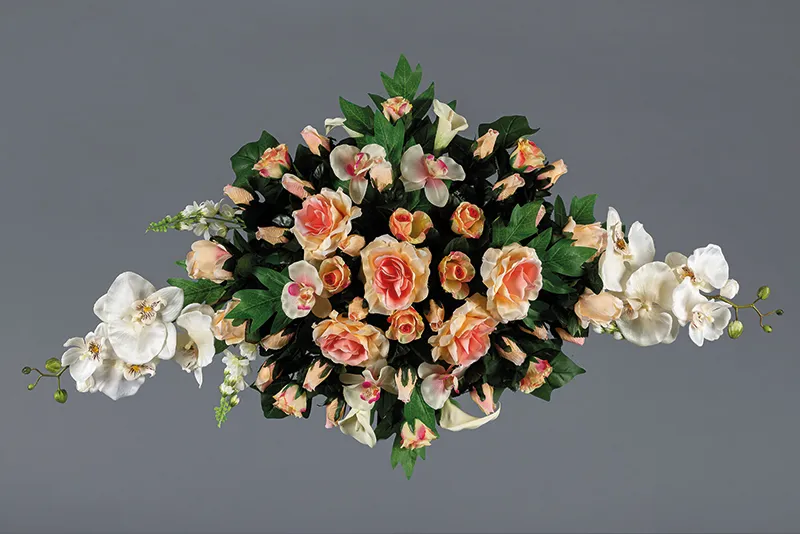 [92407] Composition circulaire rose et blanche