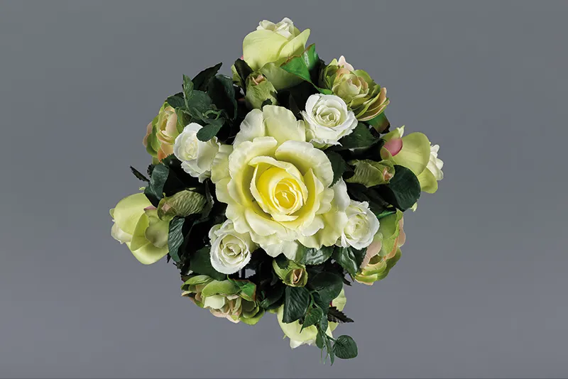 [92003] Pot de fleurs blanches en dôme