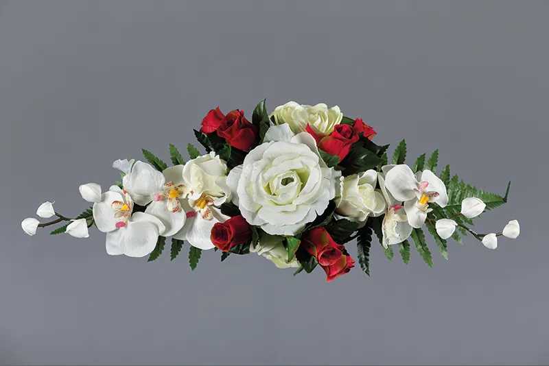 [92404] Composition allongée blanche et rouge
